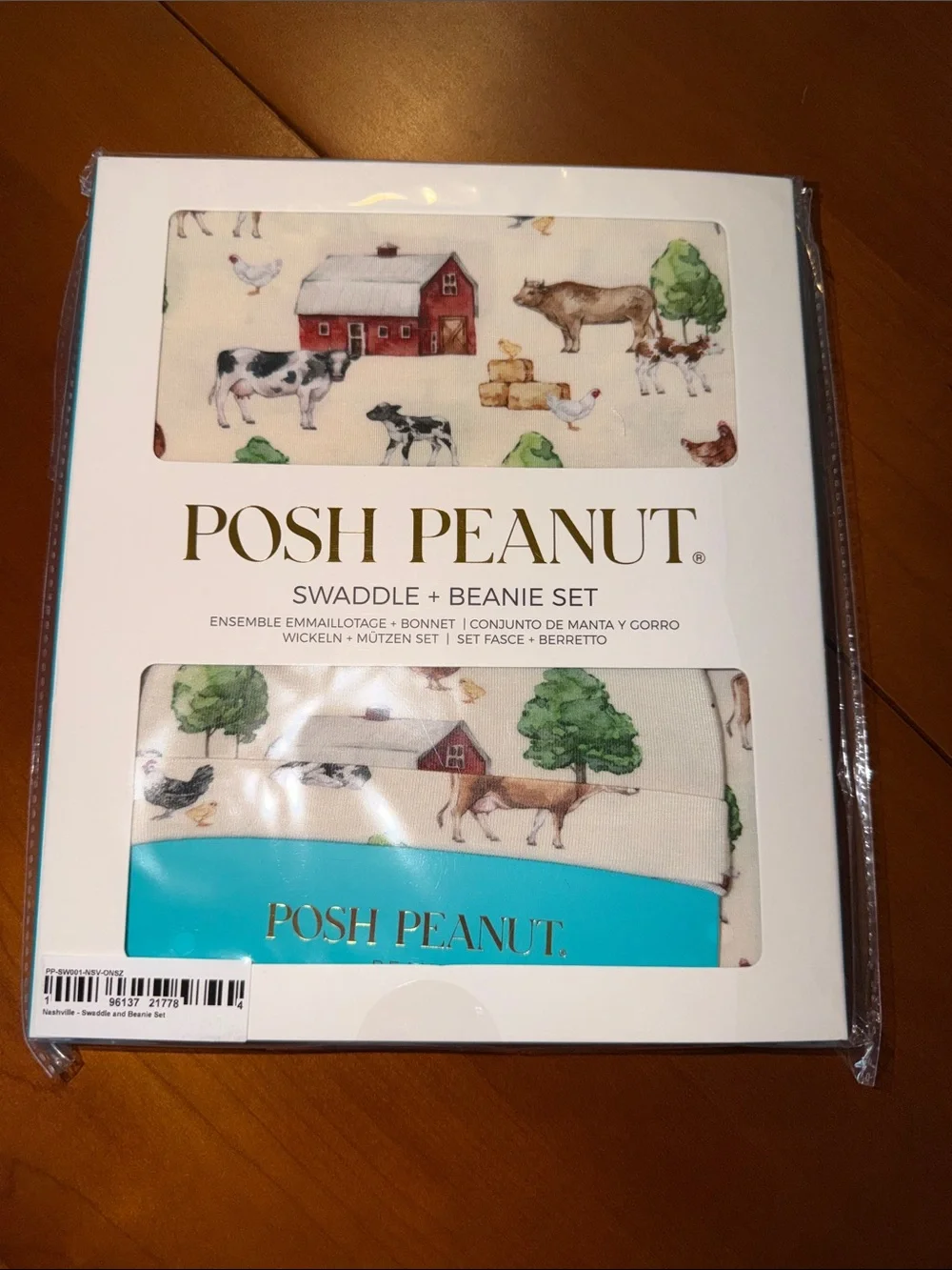 Posh Peanut Swaddle & Beanie Set Nashville Print NEW